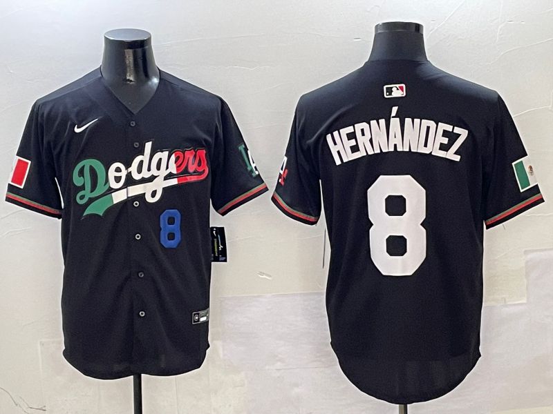 Men Los Angeles Dodgers #8 Hernandez Black Mexico Nike 2025 MLB Jersey style 2->los angeles dodgers->MLB Jersey